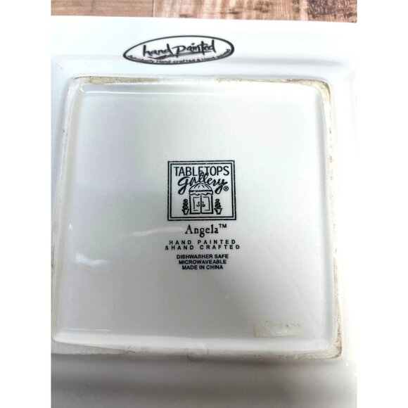 Hand Painted TableTops Gallery Angela Square Plate 8.25" Dishwasher & Microwave - Picture 3 of 3